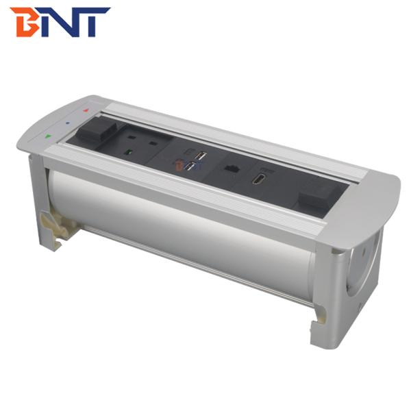 CE Rohs approved motorized revolving desk power socket with UK power and usb charger