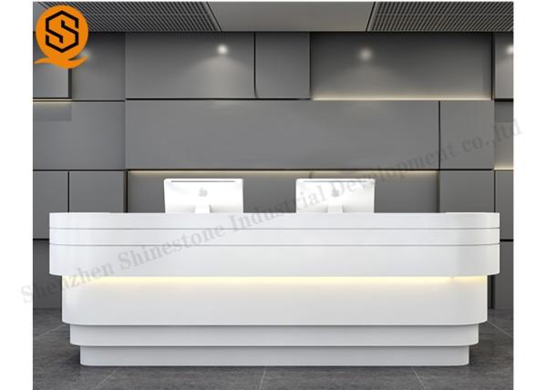 ODM Led Solid Surface Reception Desk Office Receptionist Furniture Joints