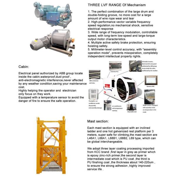 ZTT86 Flattop Tower Crane 6t Capacity 56m Jib Length 1.2t Tip Load Hoisting Equipment