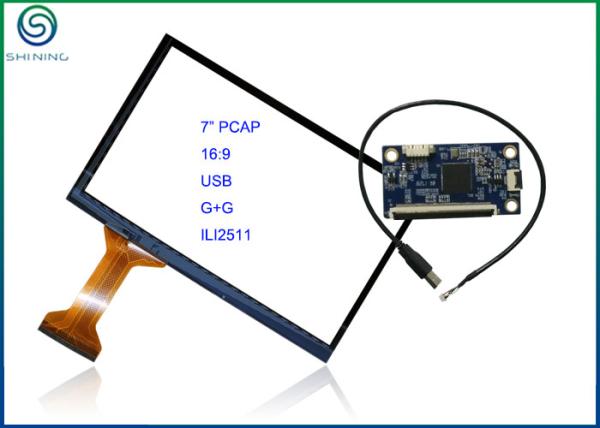 Cheap 7 Inch 16:9 Projected Capacitive Touch Screen With USB Interface , COB Type ILI2511 Controller for sale