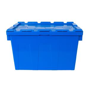 China Customized Logo PP Warehouse Moving Plastic Crate with Lid Stackable Removal Storage Crates on sale