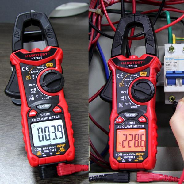 Cheap Handheld Digital Clamp Meter Multimeter True RMS AC DC Volt Amp Ohm Capacitance Frequency Temperature Diode Tester for sale