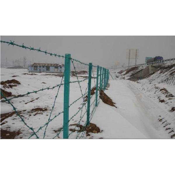 Silver High Security Barbed Wire Airport Fence With Razor Wire Double Barb