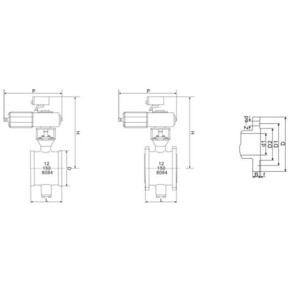 Pneumatic Control V Type Floating Type Ball Valve PN10 / 16 CE Certifcation