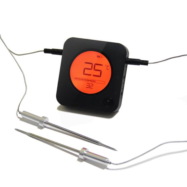 6 Probe Port BBQ Meat Thermometer / Black Bluetooth Remote Cooking Thermometer