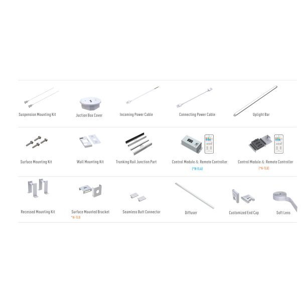 Customizable 25W Max LED Trunking Linear Luminaires For Pendent, Mounted, Recessed Installation
