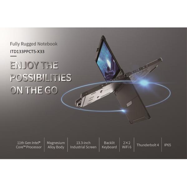13.3inch Industrial Rugged Notebook Tablet PC with 2.0MP Front Camera