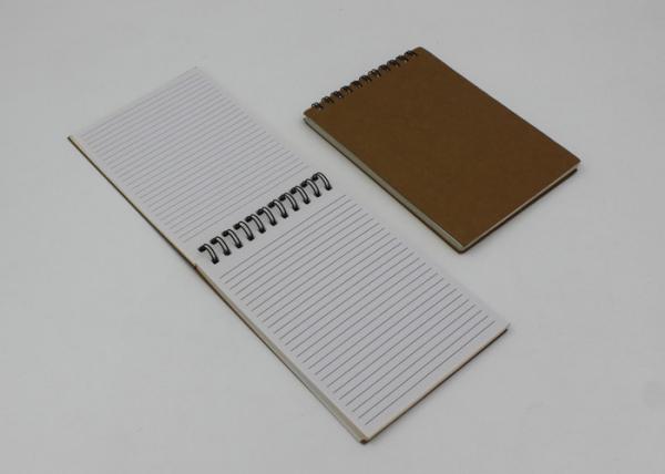 Eco - Friendly Pocket Kraft Paper Notebook With Line Printing Inside / Spiral Notepad