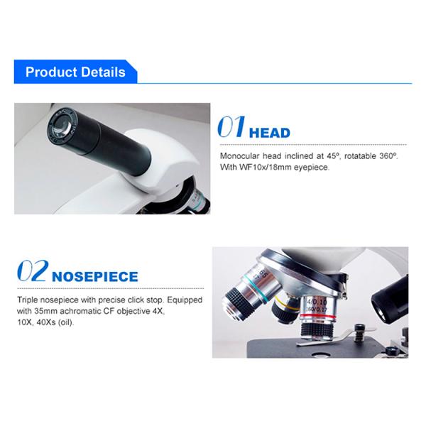 Transmit Reflect Dual LED Monocular WF10x Student Microscope