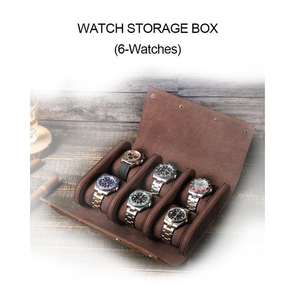 High Quality Handcrafted Travel Watch Roll Slide 6 Slot Vintage Real Leather Watch Box