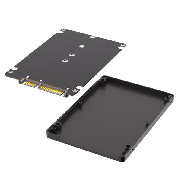 M.2 SSD to 2.5 SATA Enclosure, B & M Key SATA SSD Converter to 2.5 Inch SATA 3.0 Card with 7mm Plastic Case