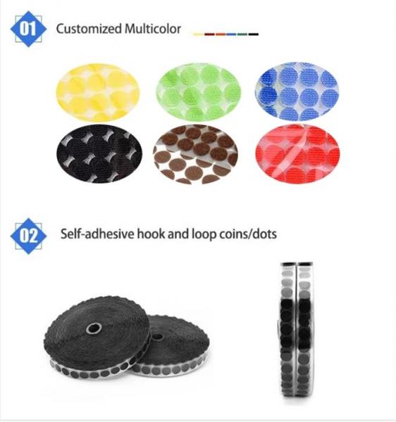 Customized Shape Round Square Heavy Duty Back Glue Self Adhesive Hook And Loop Magic Strap/ Coin/ Dots 3