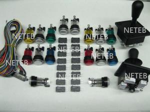 Joystick Pack, 2 Joysticks and 16 Clear illuminated button with Micro switches,jamma harness