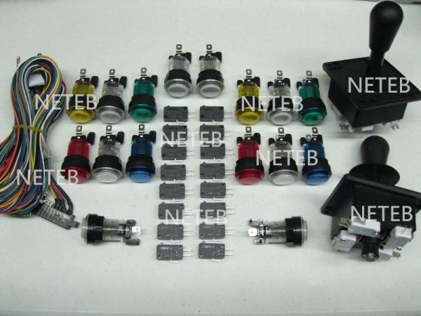 Cheap Joystick Pack, 2 Joysticks and 16 Clear illuminated button with Micro switches,jamma harness for sale