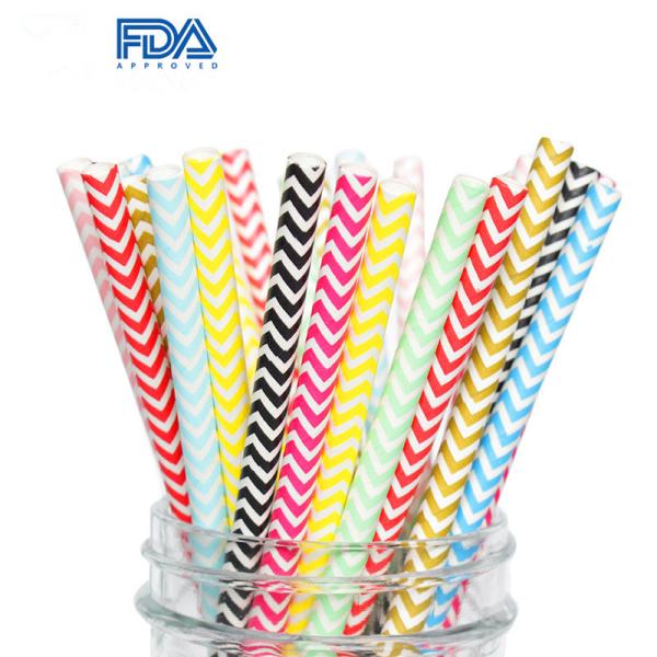 FDA Certificate Disposable Biodegradable Paper Straws With Different Pattern