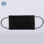 All black disposable face mask with 3 layers hood with elastic ear hook 3 layer
