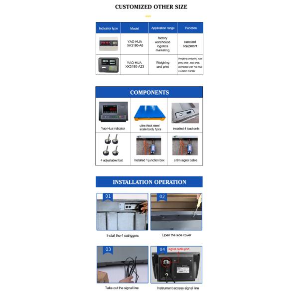 Truck Scale 1.5*1.5 m 3 Ton Platform Weighing Floor Scale with Load Cell Weighing Instrument and Battery Power Supply