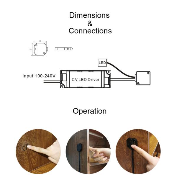Penetration 35mm Wooden Board Sensor Switch LED Touch Sensor 12V 5A 60W Cabinet Switch
