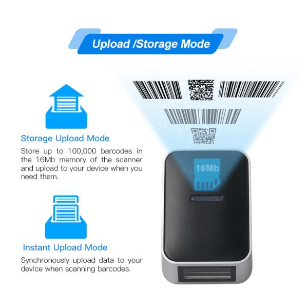 Portable 1D Laser Finger Ring Barcode Reader USB Wired 2.4G 450mAh