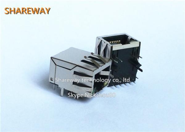 Cheap Magnetic 8P8C PCB Rj45 Modular Jack / Rj45 Ethernet Jack With Transformer for sale