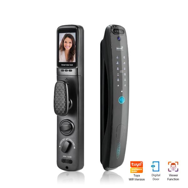 Cheap Face Fingerprint and Password IC Card Smart Wireless Door Lock with TUYA/TT Lock APP Viewer Vision Digital with Camera for sale