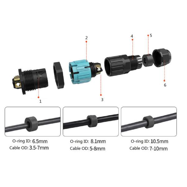 Self Locking M19 Waterproof Connector PA66 Material Cable To Panel Rear Mounting