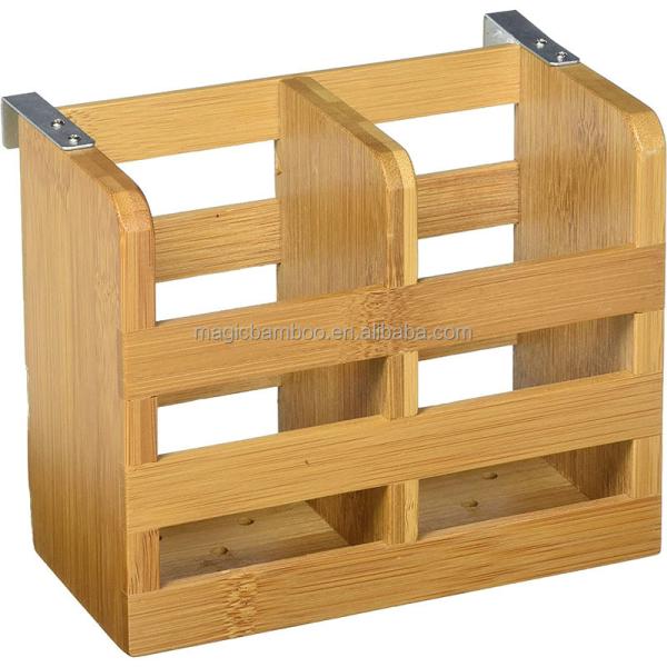 All-Season Bamboo 2 Compartment Tableware Holder with and Custom Design Acceptance