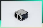 Right Angle 10 / 100 BASE Multi Port RJ45 Modular Jack With Transformer Ethernet