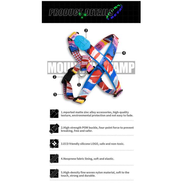 Hiking No Slip Adjustable Dog Harness For Car Stop Dog From Pulling