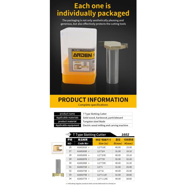1610 ARDEN Router Bit Double Flute ARC Bending Tool T Shaped