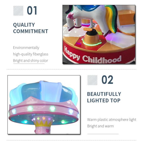 Attractive 3 Seats Mini Fairground Rides Small Carousel Merry Go Round For Shopping Mall