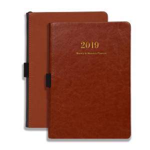 Best Brown Leather Weekly Monthly Academic Planner Premium Thick Paper With Pen Loop wholesale