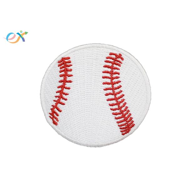 Baseball Embroidered Sports Patches Merrowed Edge With Iron On Backing