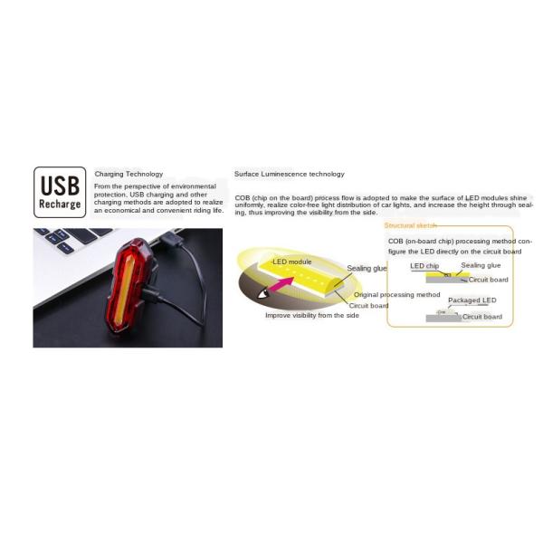 LED Waterproof Usb Rechargeable Bicycle Tail Light Mountain Smart Bicycle Tail Light 42.3g