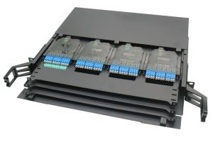 Best Sandblasted Black Anodized 144F 1U MPO MTP Patch Panel With 12 Pieces 12 F Cassettes wholesale