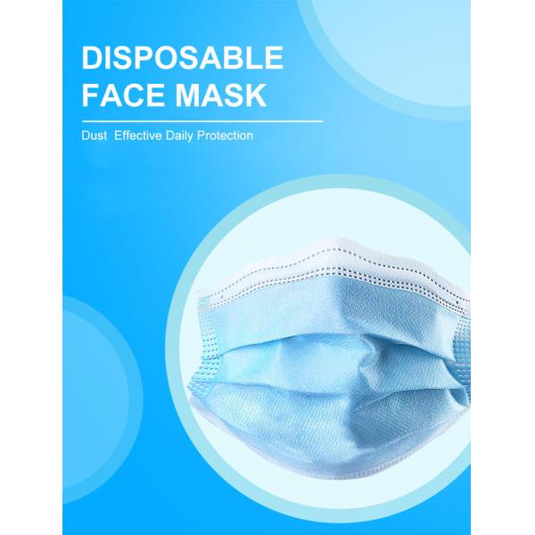 Blue Disposable Earloop Face Mask Highly Breathable Optional Color Soft