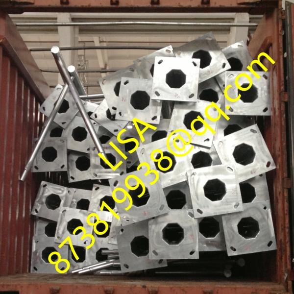 6M Single Arm Q235 Hot dip Galvanized 3mm Thick Octagonal Steel Lighting Poles with HDG Anchor Bolts