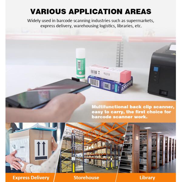 Mobile Phones Barcode Scanner 2d BT Back Clip with Iphones Barcode Scanner for Point of Sale System