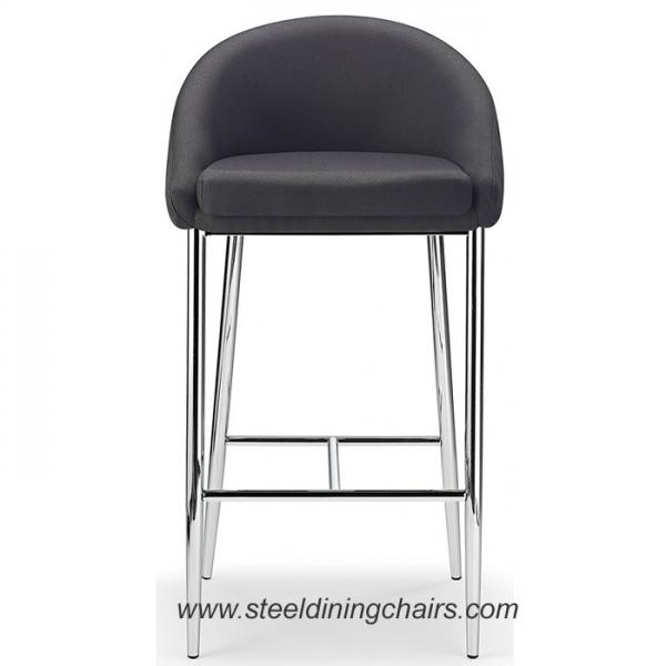 Cheap Fixed Black 460mm 870mm Fabric Counter Height Bar Stools With Stainless Steel Base for sale