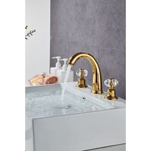 Electroplate Double Handle Rose Gold Wash Basin Faucet