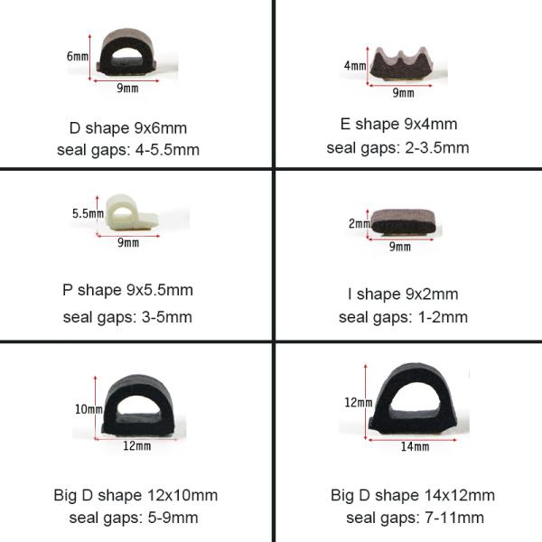 Big D Shape EPDM Rubber Seals Self Adhesive Anti Collision 14*12mm