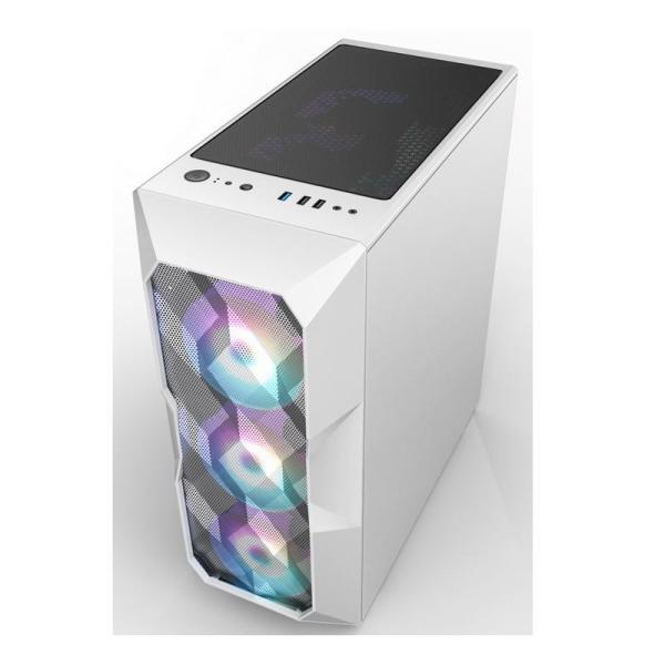 Airflow ARGB Computer Case Airflow ATX Mid-Tower with Polygonal Mesh Front Panel which support three 12cm ARGB Lighting