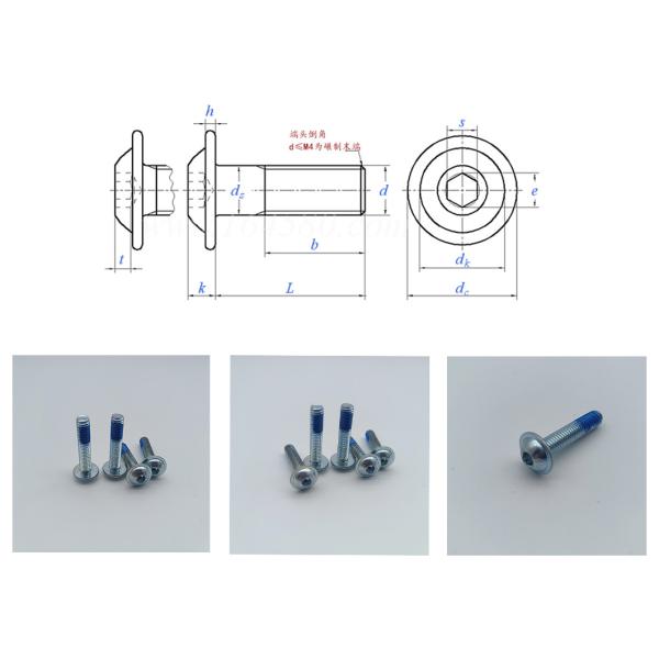 Zinc ISO7380 Standard Pan Head Hex Socket Button Screws With Collar