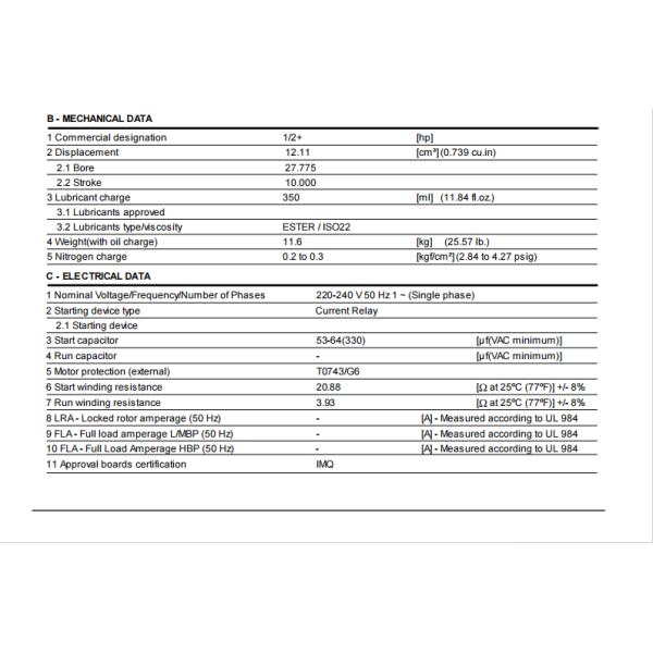 Embraco Compressor NEK6213GK 220-240V 50Hz R404A for Freezer