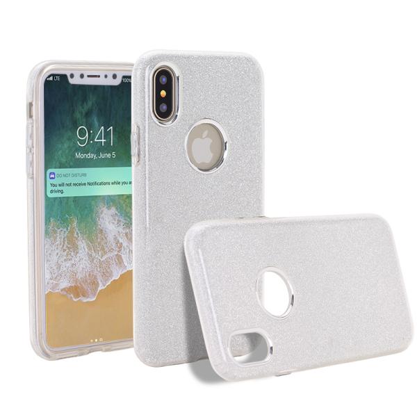 New design 3 in 1 soft tpu hard pc paper bling bling phone case for iphone x glitter case