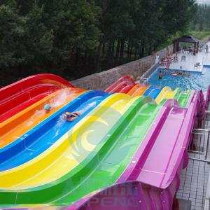 Best 6 Lanes Fiberglass Mat Racer Water Slide Rainbow Racing Water Slides 10m Height wholesale