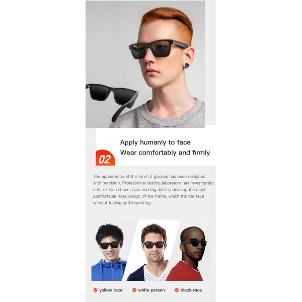 Smart Audio Glasses Bluetooth Sunglasses Nylon TR90 Frame 33g Lightweight