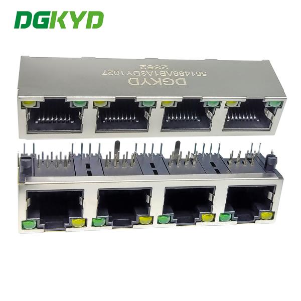 Cheap DGKYD561488AB1A3DY1027 RJ45 Multi Port Socket 8p8 Connector Four Port Direct Plug Connector Network Port Socket for sale