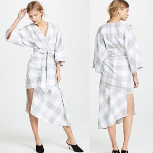 Best Fall Clothing Plus Size Gingham Kimono Style Wrap Dress For Women wholesale