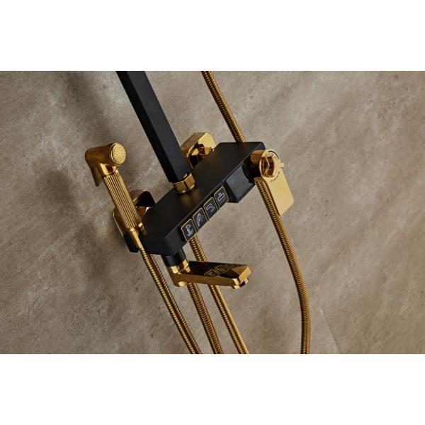 Black Golden Copper 314SUS Intelligent Shower Faucet With Button